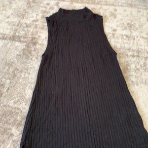 Mock turtle neck rib black tank top AE